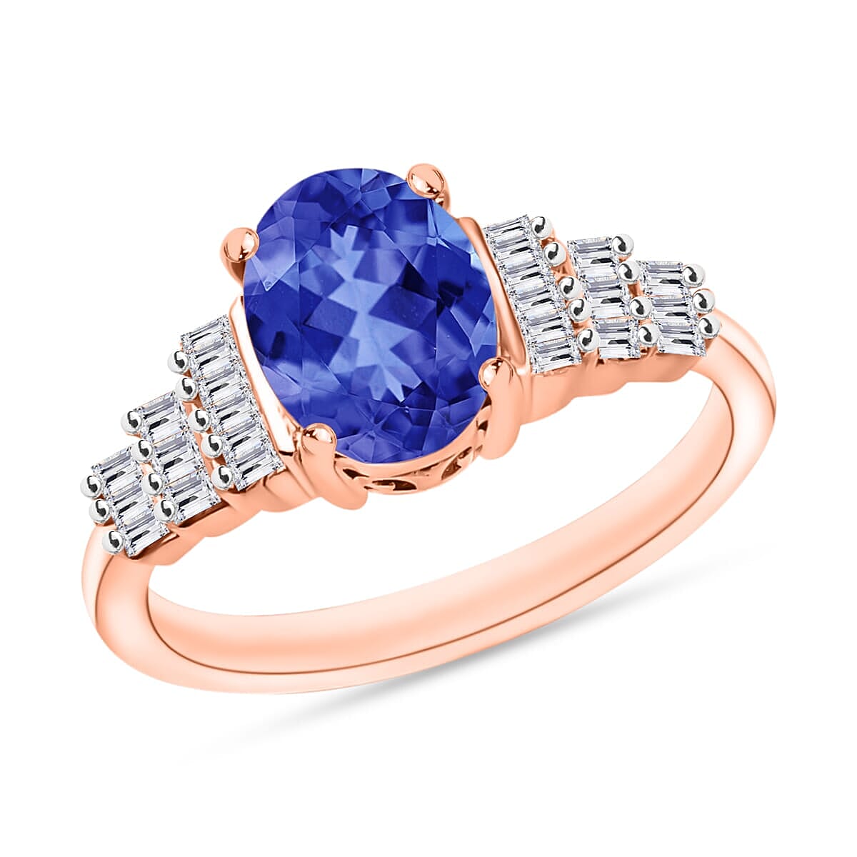 Luxoro Premium Tanzanite and G-H SI Diamond 1.48 ctw Ring in 14K White Gold (Size 10.0)