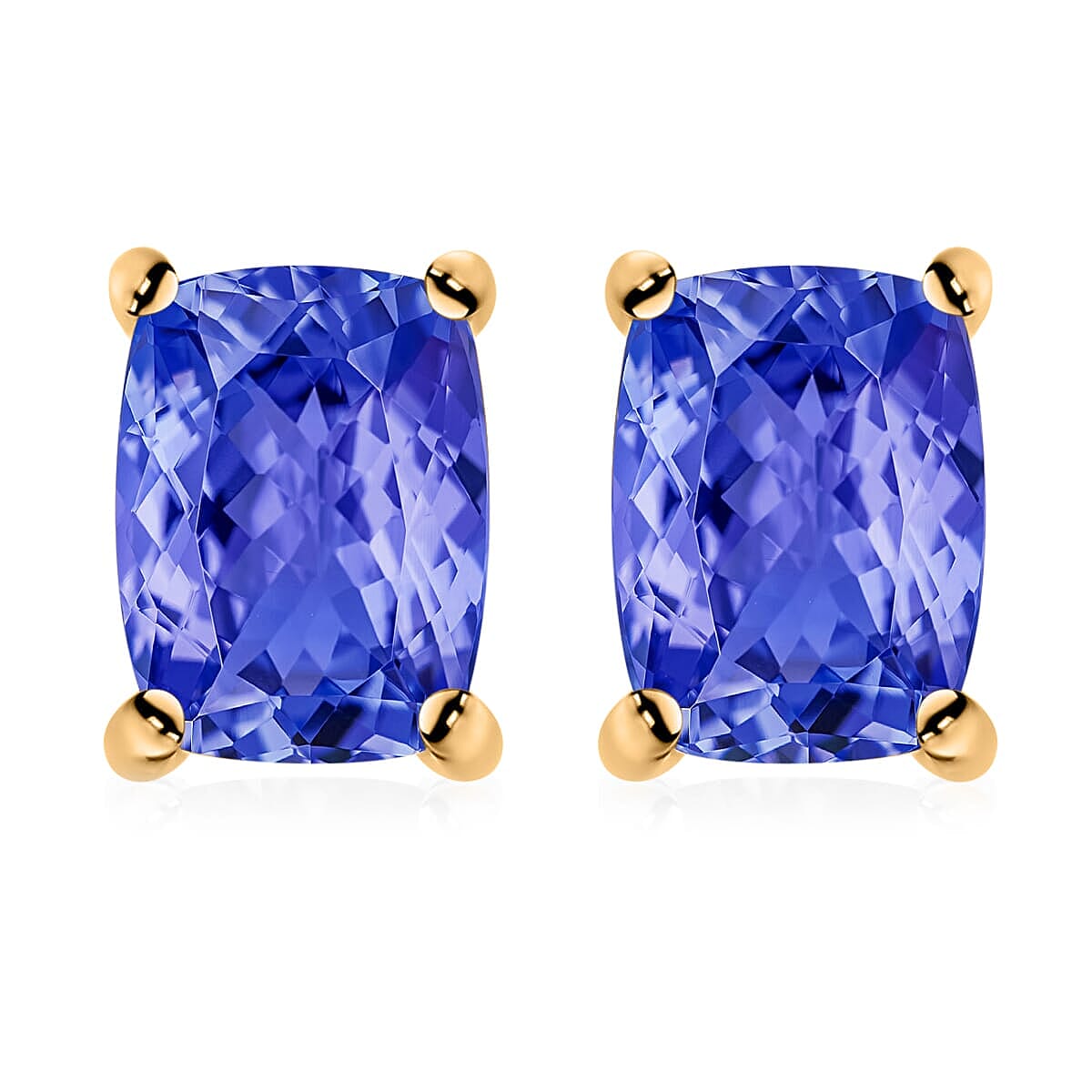 Tanzanite Solitaire Stud Earrings in Platinum Over Sterling Silver 2.10 ctw