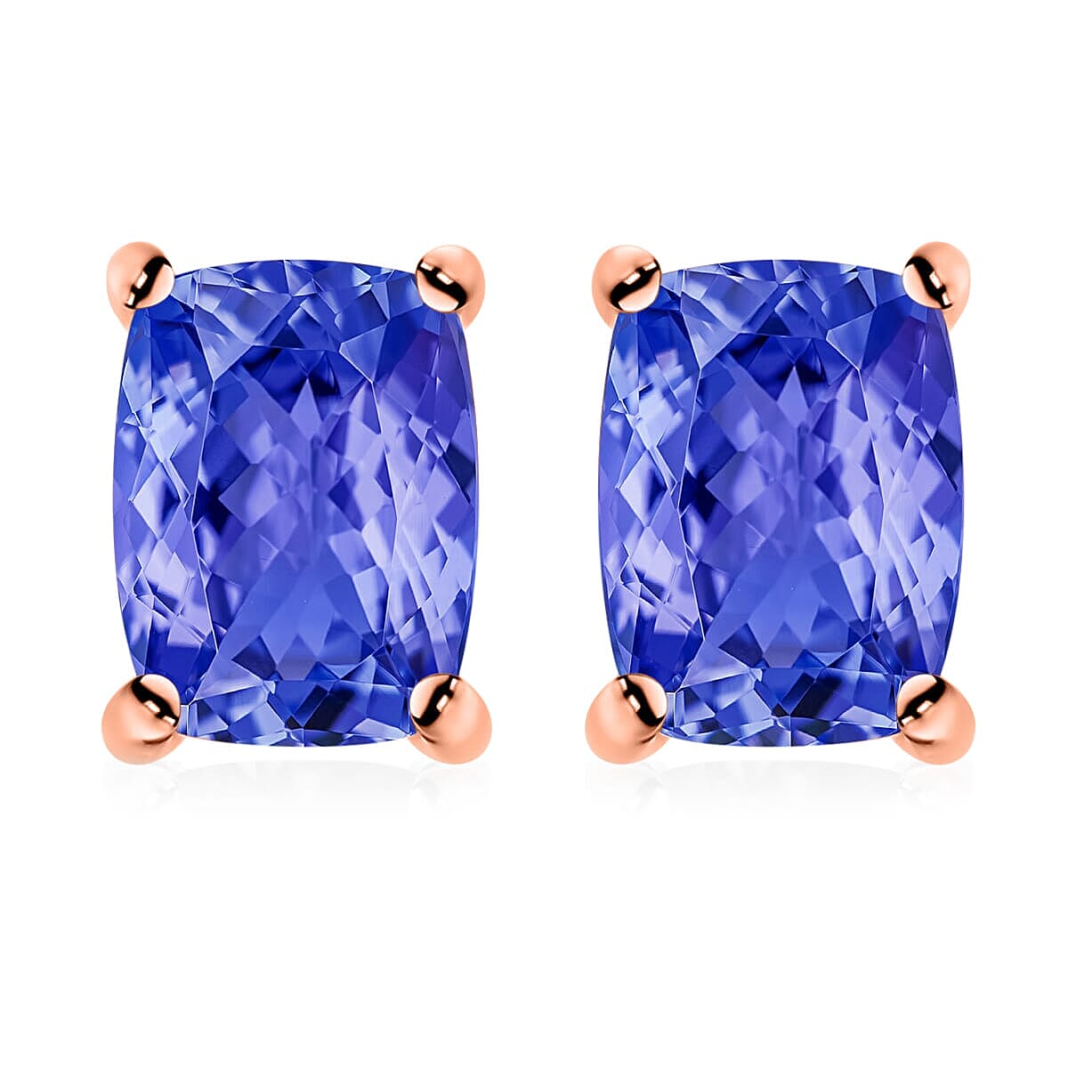 Tanzanite Solitaire Stud Earrings in Platinum Over Sterling Silver 2.10 ctw