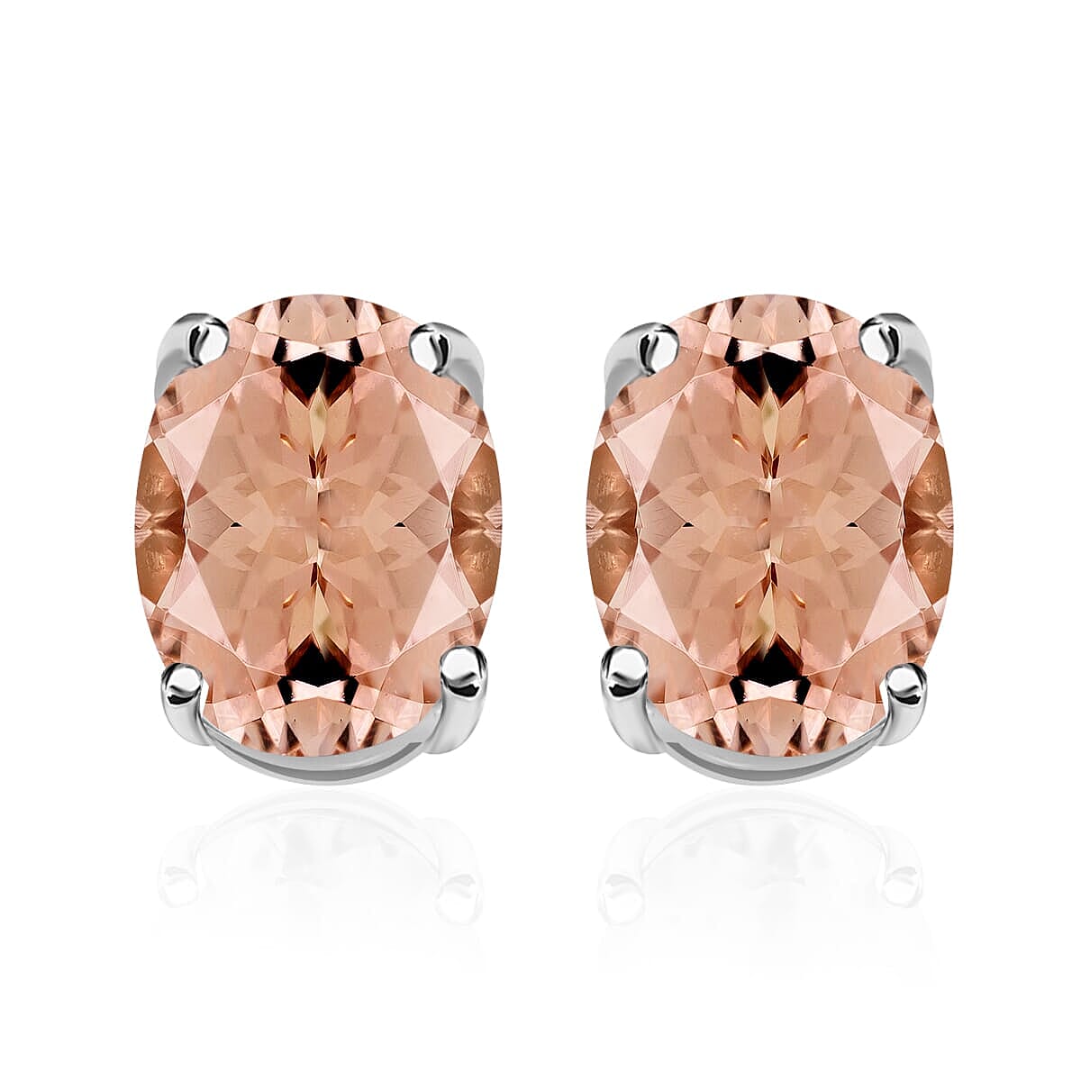 Premium Marropino Morganite Solitaire Stud Earrings in Platinum Over Sterling Silver 2.60 ctw