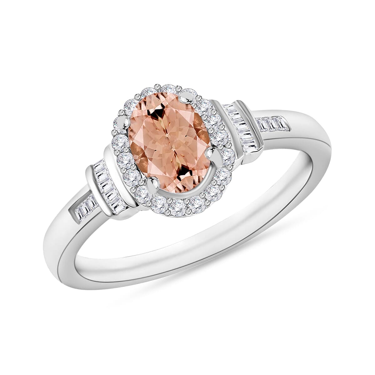 Premium Marropino Morganite and Diamond 1.85 ctw Ring in 18K Vermeil Rose Gold Over Sterling Silver (Size 10.0)