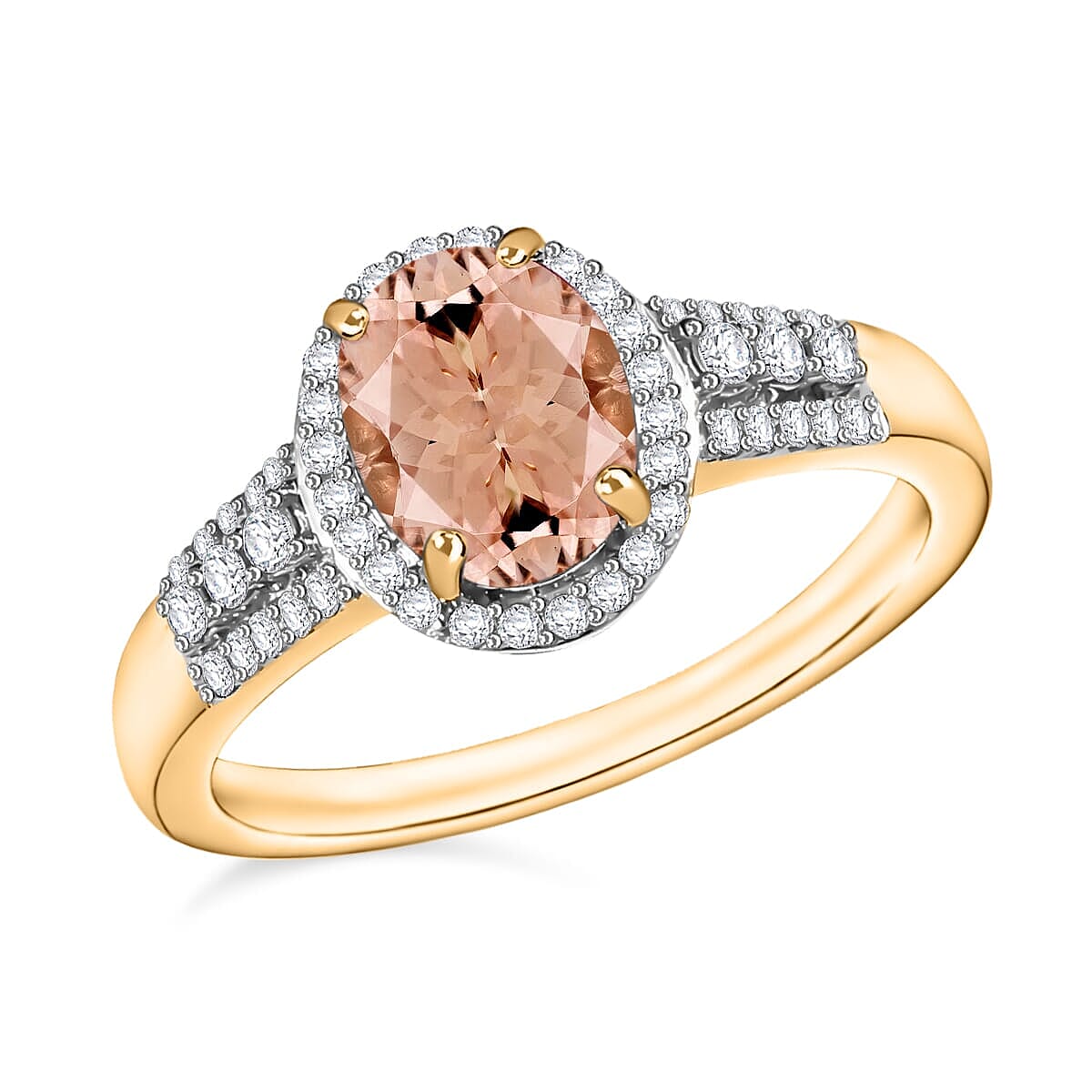 Luxoro Premium Marropino Morganite and G-H I1 Diamond Ring in 14K White Gold (Size 10.0) 2.76 ctw
