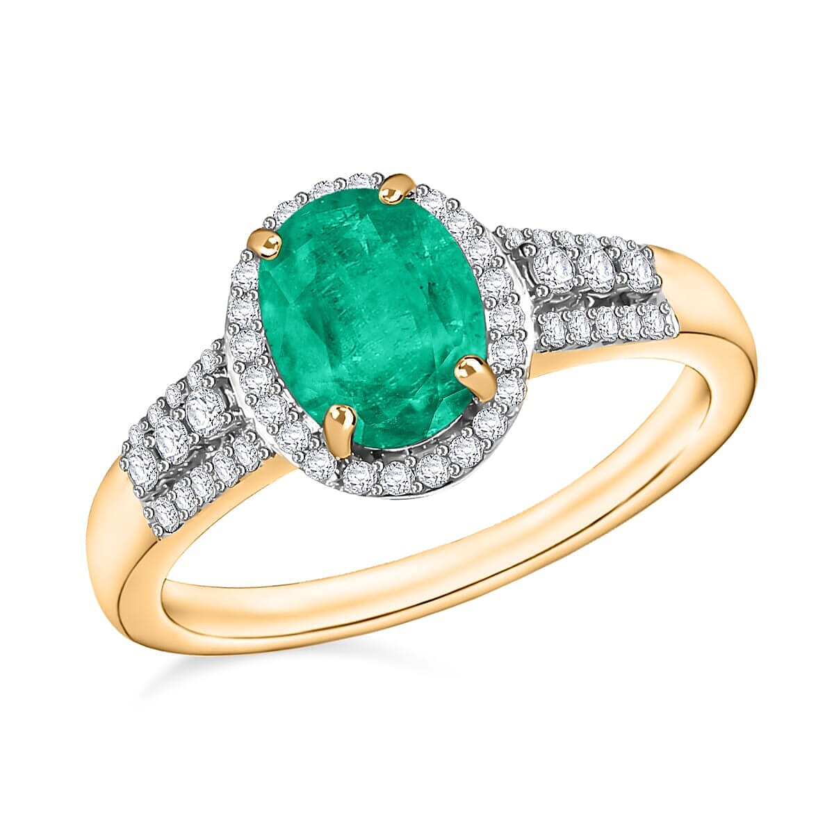 Luxoro Premium Kagem Zambian Emerald and G-H I1 Diamond 2.16 ctw Ring in 14K White Gold (Size 10) 2
