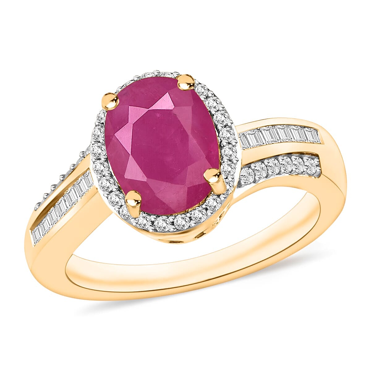 Luxoro Premium Mozambique Ruby and G-H I1 Diamond Ring in 14K White Gold (Size 10.0) 2.88 ctw