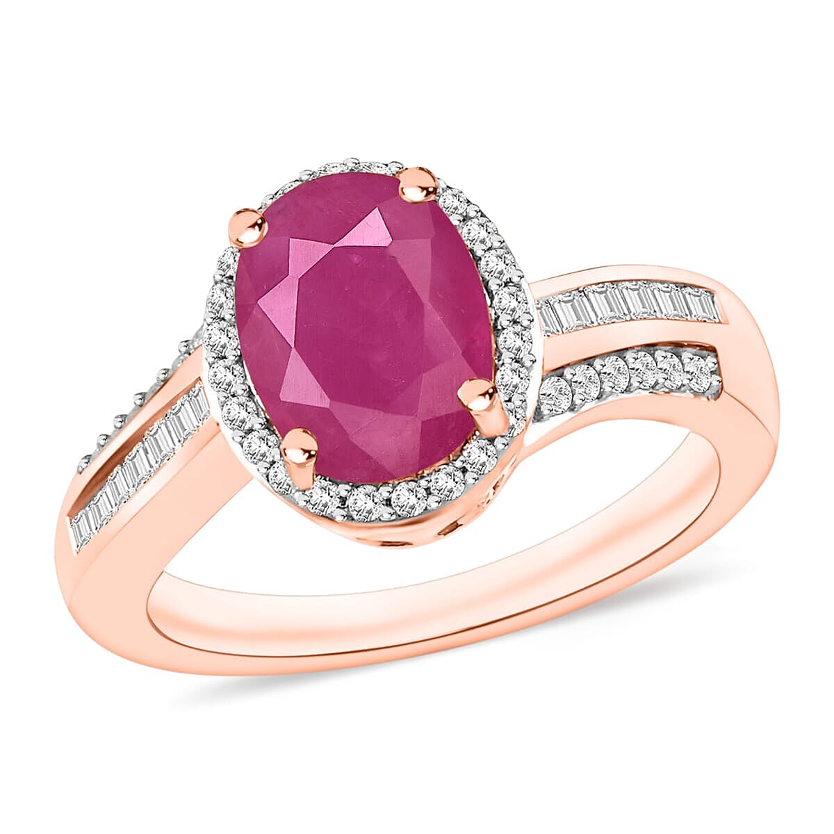 Luxoro Premium Mozambique Ruby and G-H I1 Diamond Ring in 14K White Gold (Size 10.0) 2.88 ctw