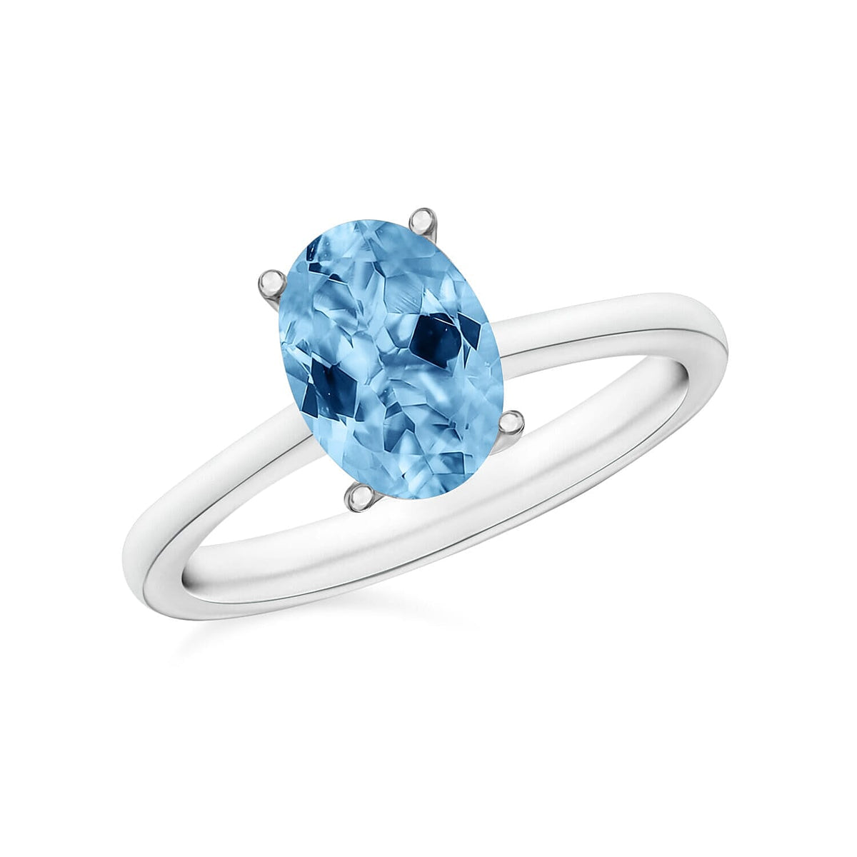 Luxoro 14K White Gold Premium Mangoro Aquamarine Solitaire Ring (Size 10.0) 4 Grams 2.40 ctw
