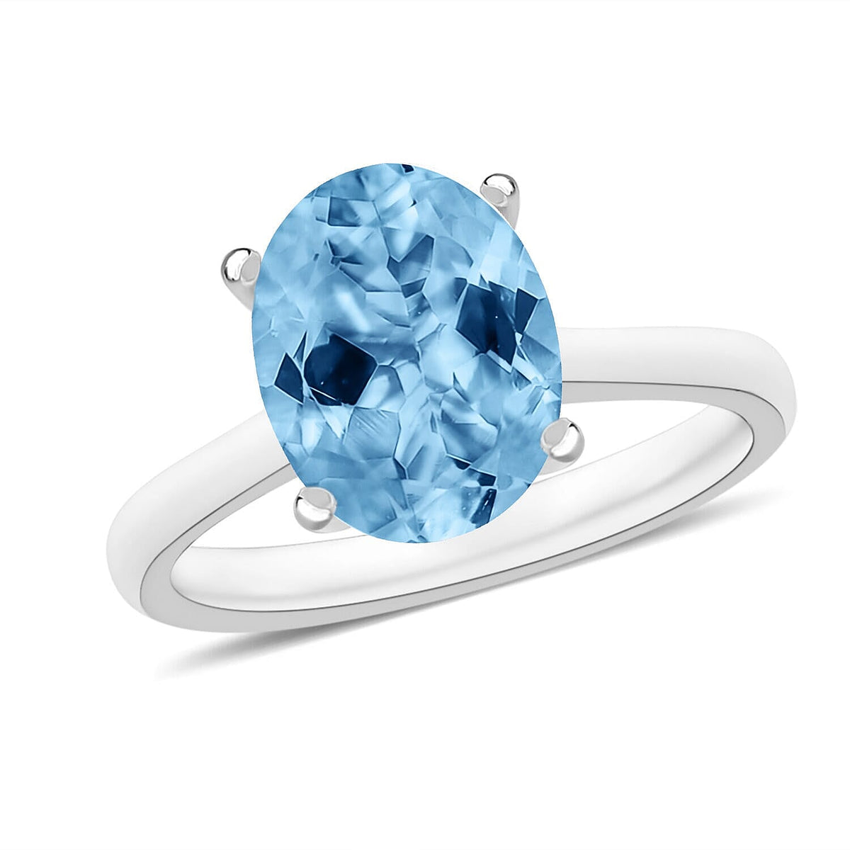 Luxoro 14K White Gold Premium Mangoro Aquamarine Solitaire Ring (Size 10.0) 4 Grams 2.40 ctw