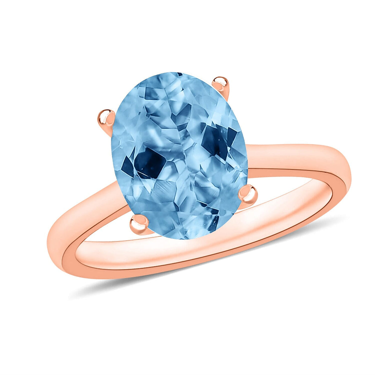 Luxoro 14K White Gold Premium Mangoro Aquamarine Solitaire Ring (Size 10.0) 4 Grams 2.40 ctw