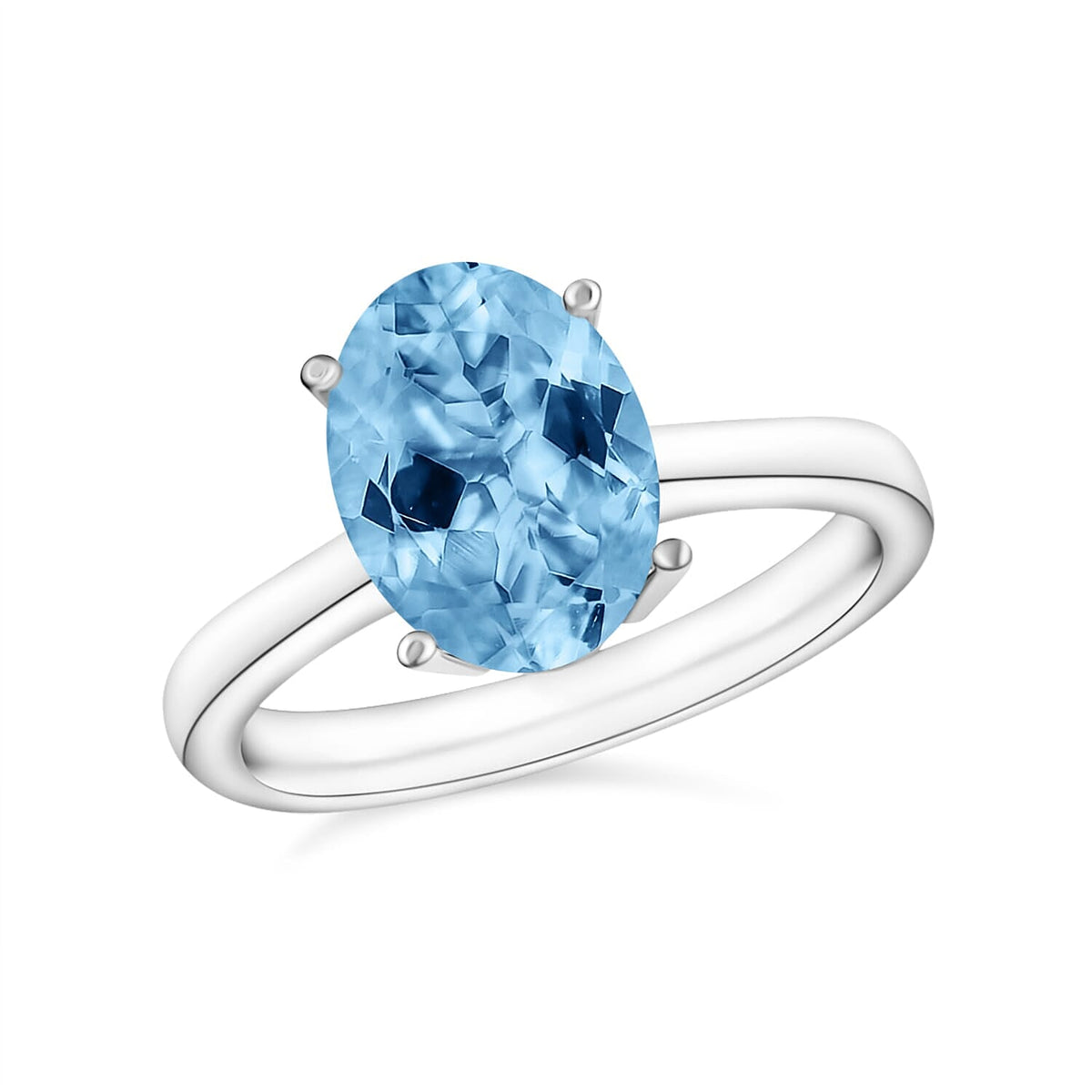 Luxoro 14K White Gold Premium Mangoro Aquamarine Solitaire Ring (Size 10.0) 4 Grams 2.40 ctw