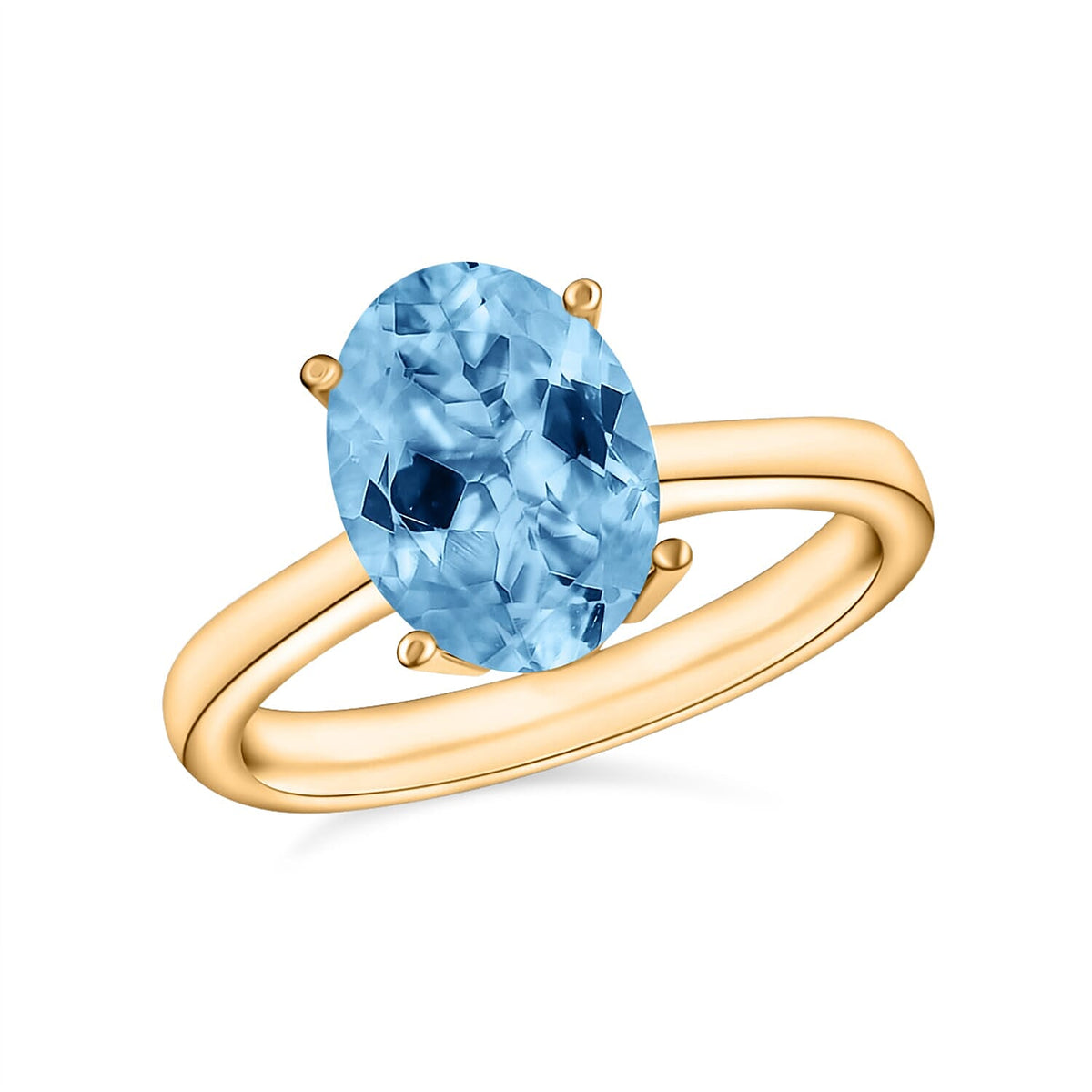 Luxoro 14K White Gold Premium Mangoro Aquamarine Solitaire Ring (Size 10.0) 4 Grams 2.40 ctw