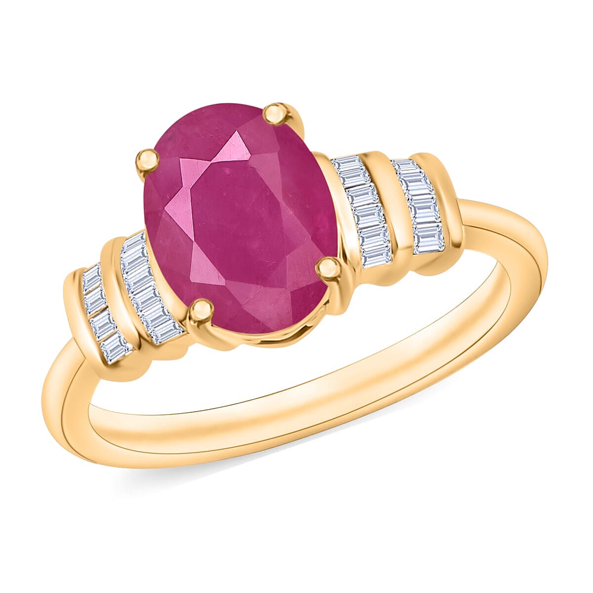 Luxoro Premium Mozambique Ruby and G-H I1 Diamond Ring in 14K White Gold (Size 10.0) 2.70 ctw