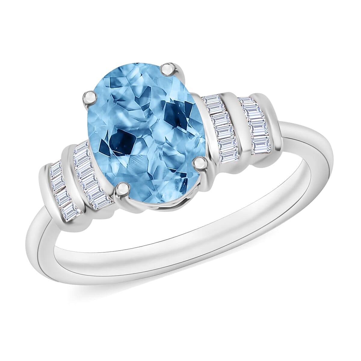 Luxoro Premium Mangoro Aquamarine and G-H I1 Diamond Ring in 14K Yellow Gold (Size 10.0) 1.80 ctw