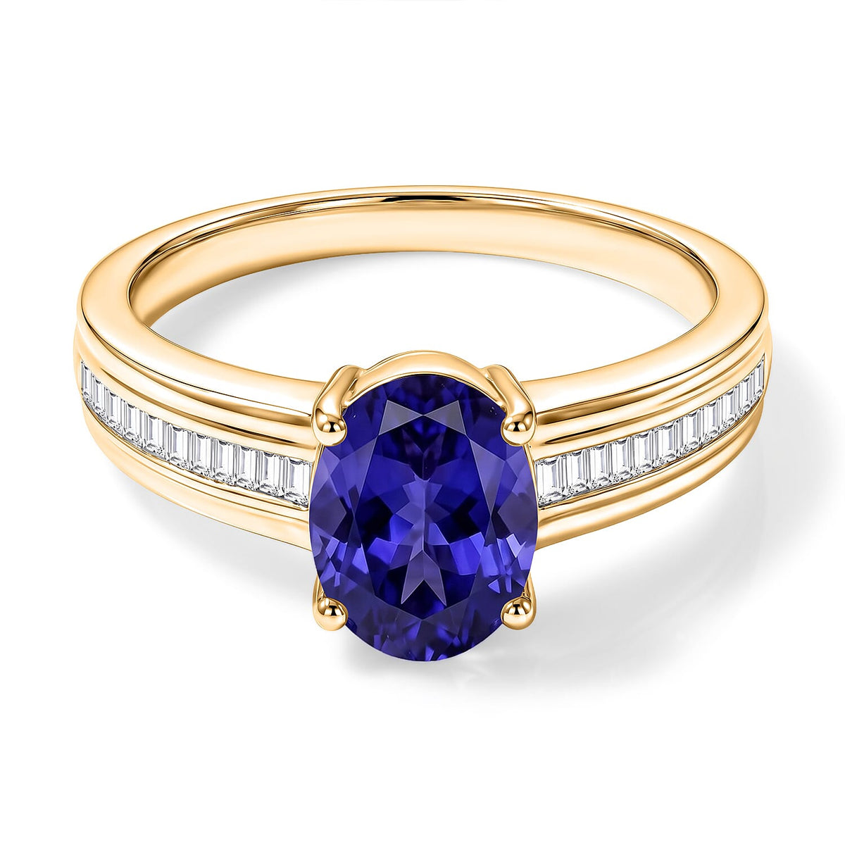 Luxoro Premium Tanzanite and G-H I1 Diamond 1.00 ctw Ring in 14K White Gold