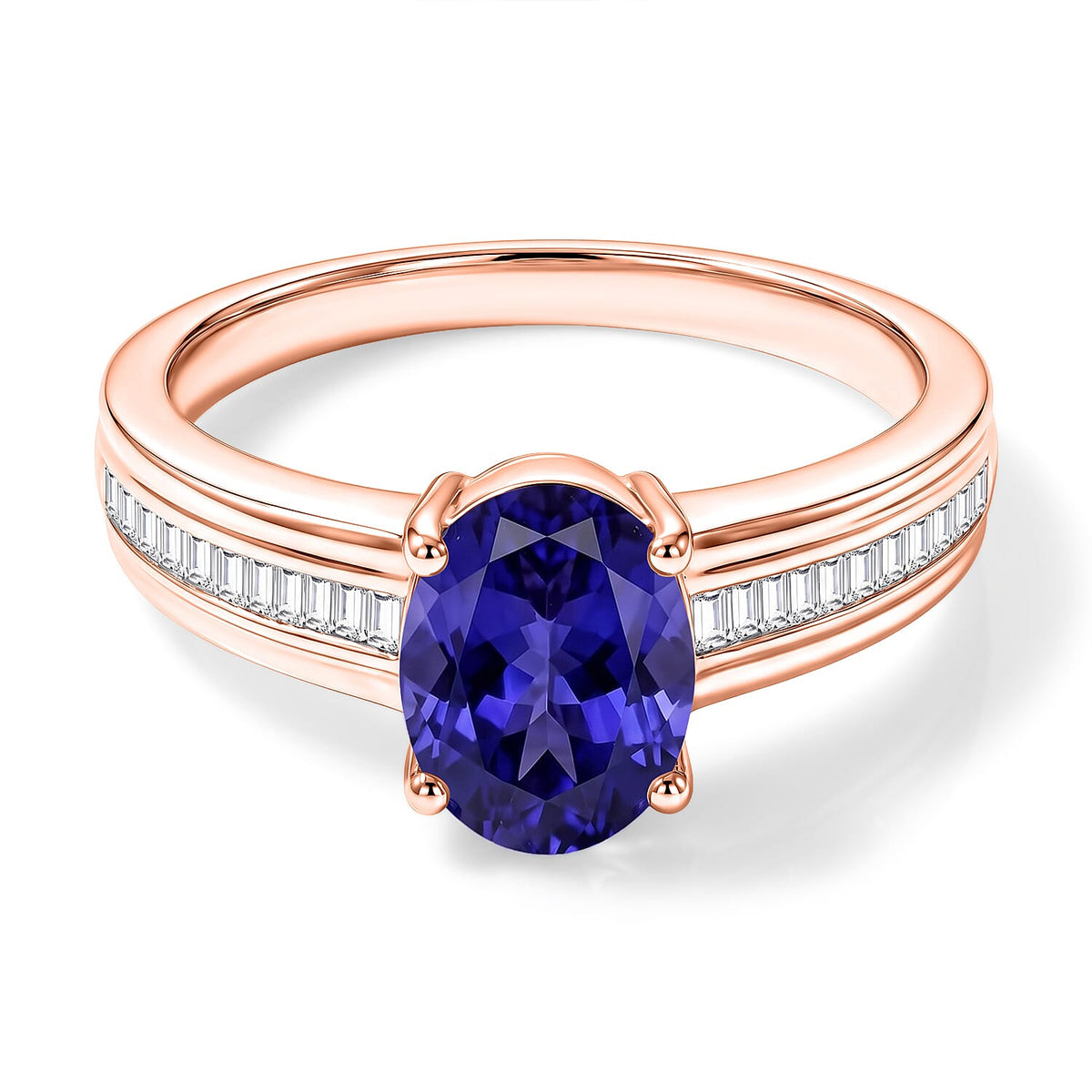 Luxoro Premium Tanzanite and G-H I1 Diamond 1.00 ctw Ring in 14K White Gold