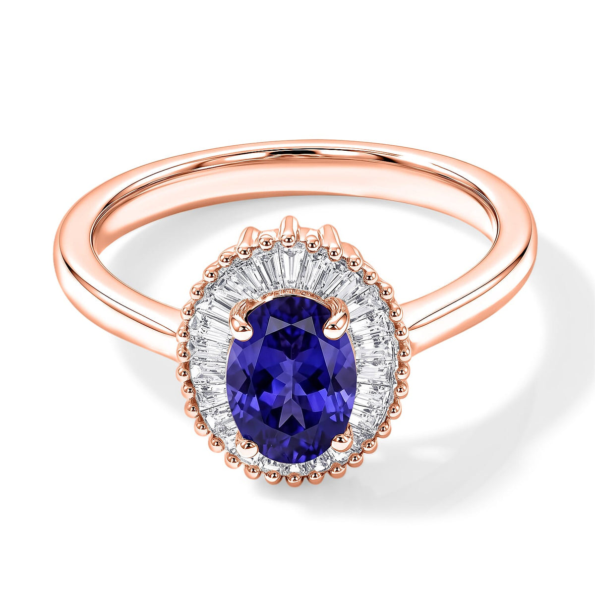 Luxoro Premium Tanzanite and G-H I1 Diamond Ring in 14K White Gold (Size 10.0) 1.00 ctw