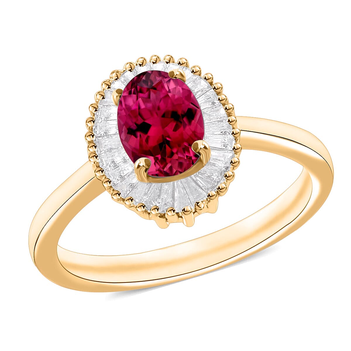 Luxoro Premium Ouro Fino Rubellite and G-H I1 Diamond 1.00 ctw Ring in 14K White Gold