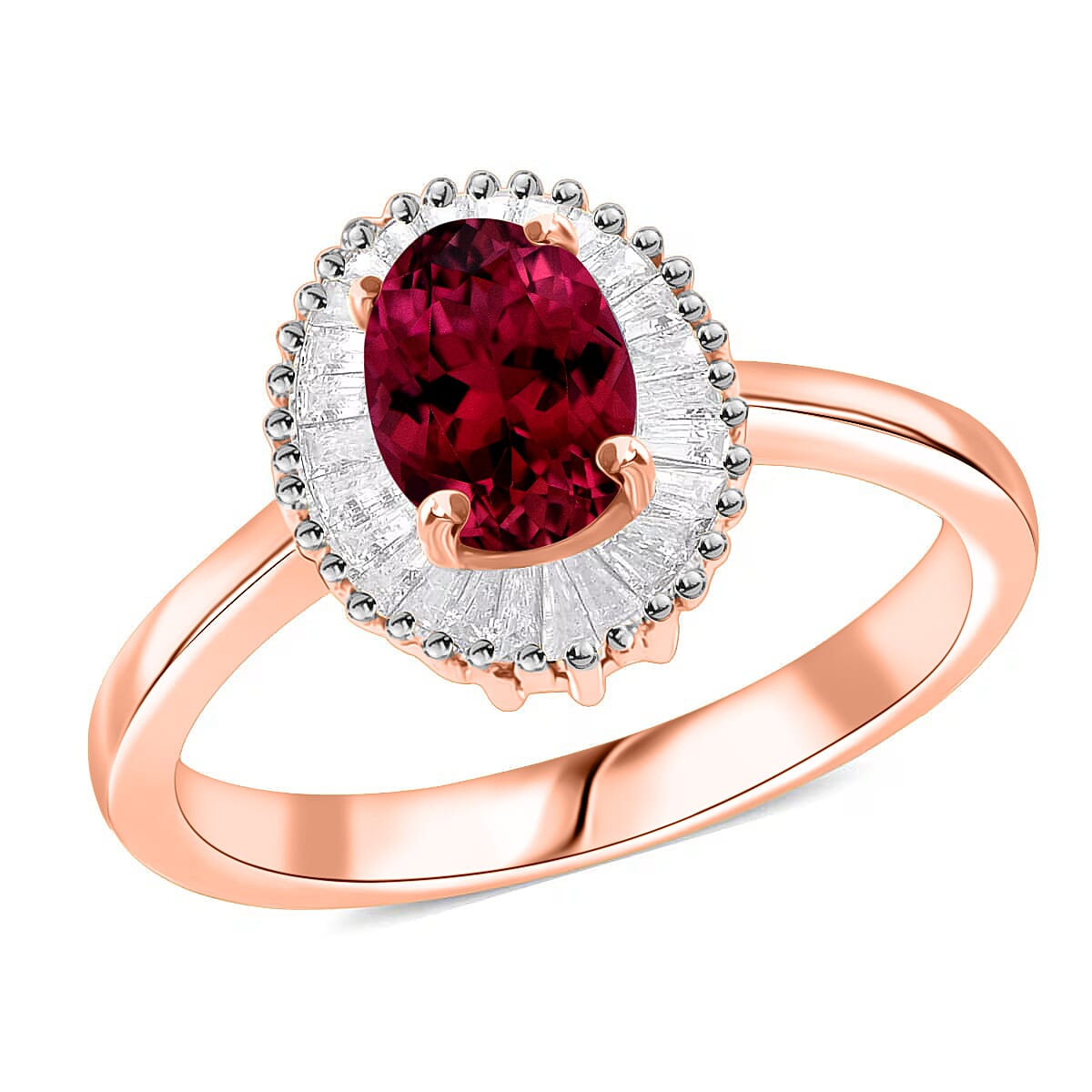 Luxoro Premium Ouro Fino Rubellite and G-H I1 Diamond 1.00 ctw Ring in 14K White Gold