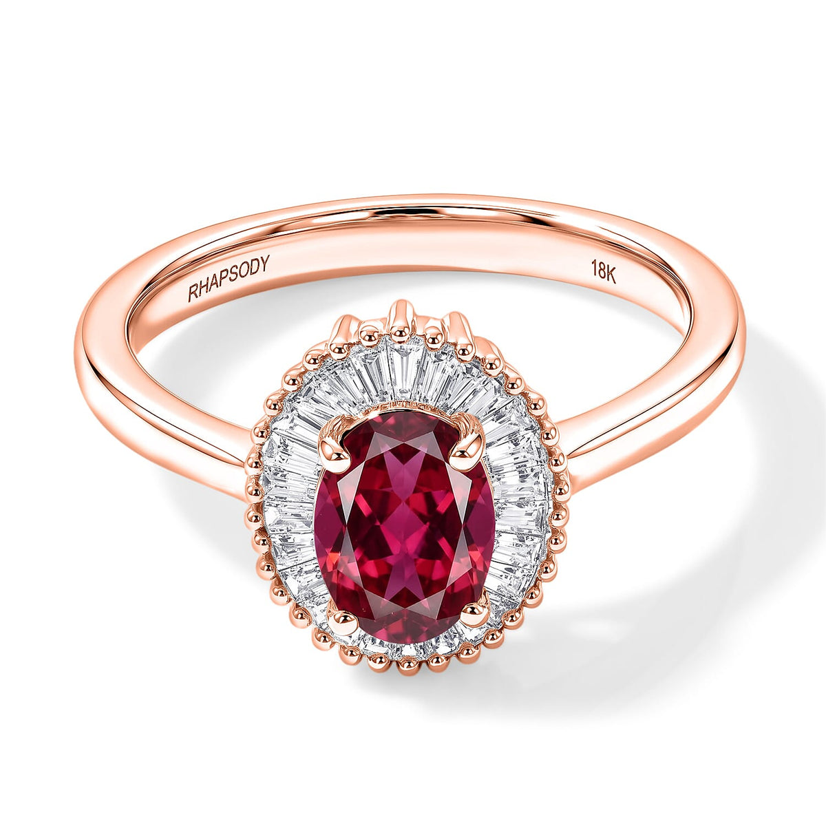 Luxoro Premium Ouro Fino Rubellite and G-H I1 Diamond 1.00 ctw Ring in 14K White Gold