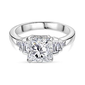 D''Joy Moissanite Ring in Rhodium Over Sterling Silver (Size 9.0) 3.24 ctw