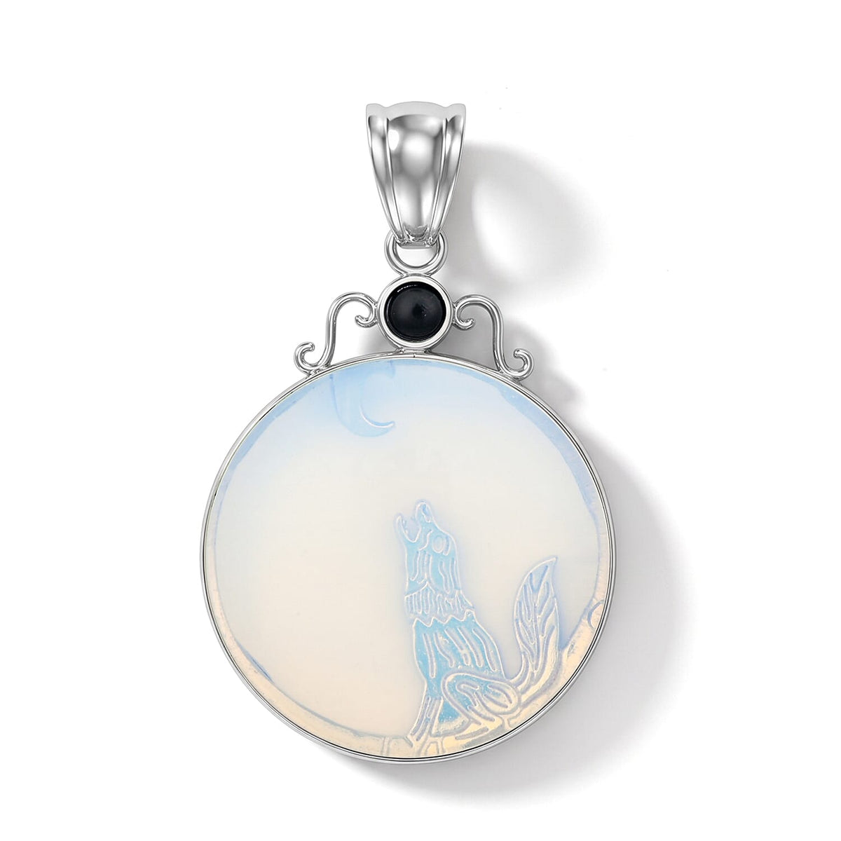 Center Stone Varies Purple Quartz 47.00 ctw Coyote Moon Pendant without Chain in Silvertone