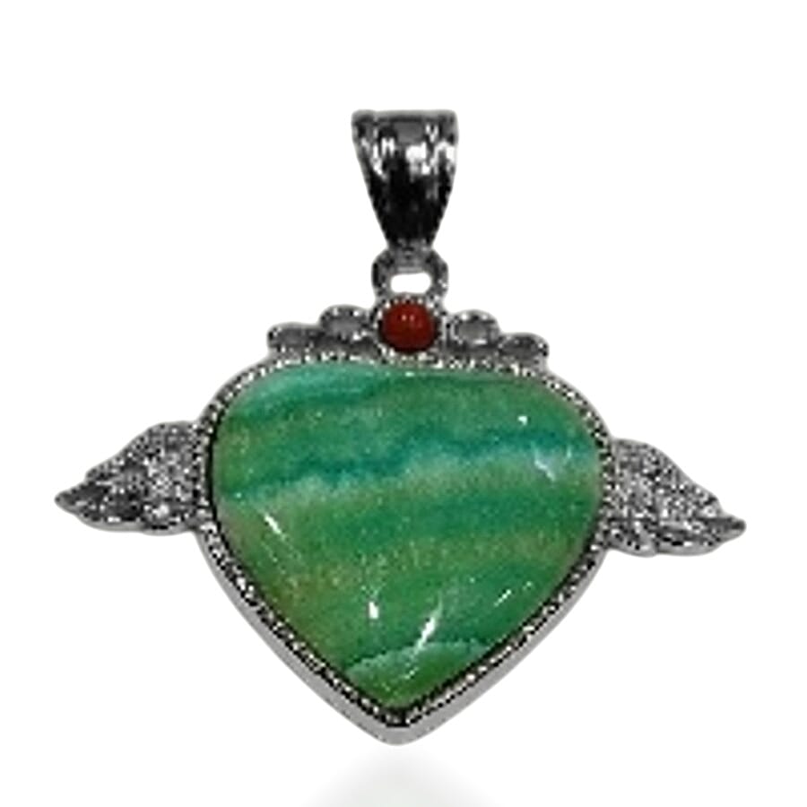 Rhodochrosite and Red Agate Pendant without Chain in Silvertone 45.00 ctw