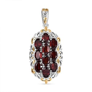 Garnet Pendant in Silvertone 4.50 ctw