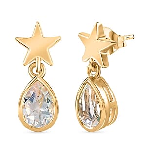 D''Joy Premium Malagasy Moonstone Earrings in 18K Vermeil YG Over Sterling Silver 1.14 ctw