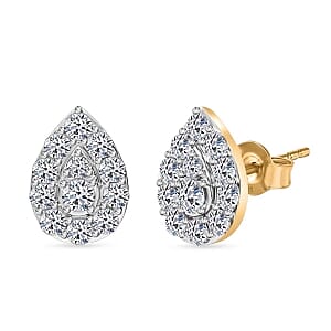 Luxuriant Lab Grown Diamond (G-H, SI) Earrings in 18K Vermeil YG Over Sterling Silver 1 ctw