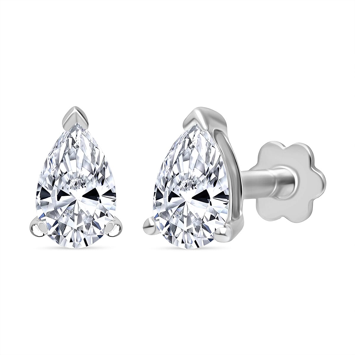 Rachel Galley Lab Grown Diamond (E-F, VS) Solitaire Stud Earrings in Rhodium Over Sterling Silver 0.50 ctw