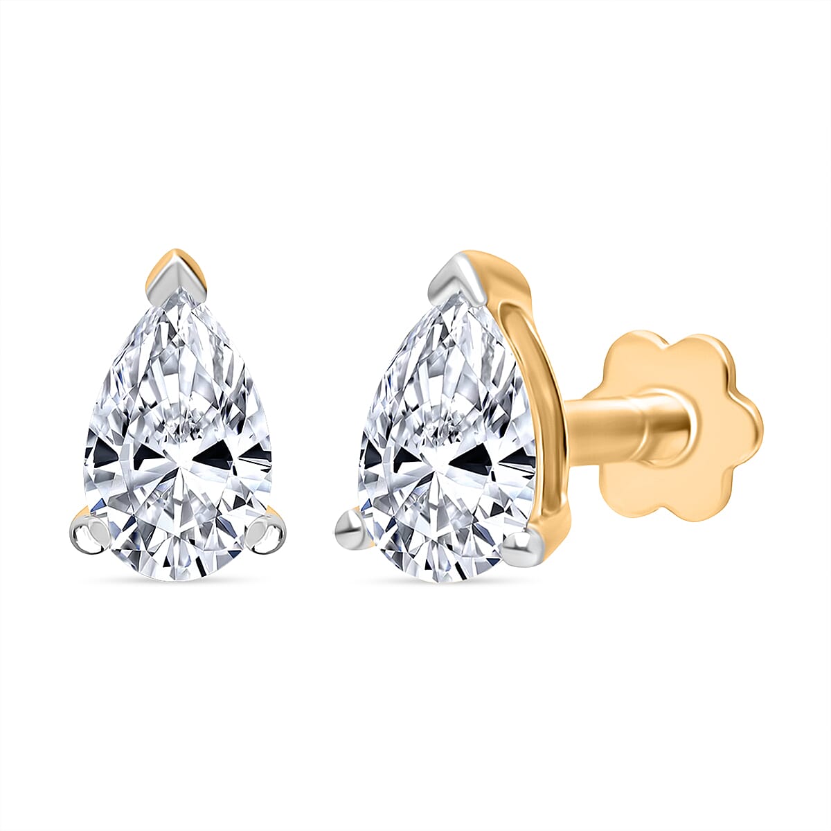Rachel Galley Lab Grown Diamond (E-F, VS) Solitaire Stud Earrings in Rhodium Over Sterling Silver 0.50 ctw