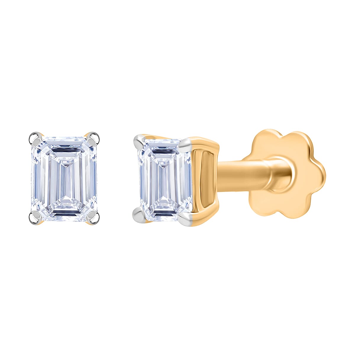 Rachel Galley Lab Grown Diamond (E-F, VS) Solitaire Stud Earrings in Rhodium Over Sterling Silver 0.50 ctw