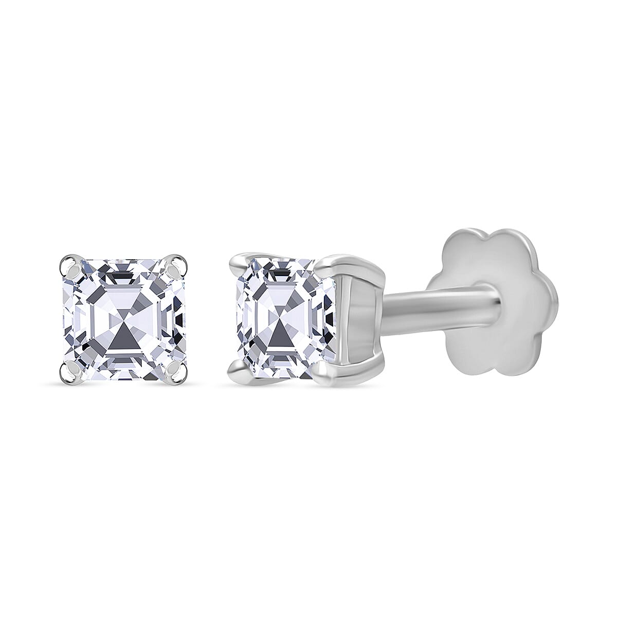 Rachel Galley Lab Grown Diamond (E-F, VS) Solitaire Stud Earrings in Rhodium Over Sterling Silver 0.50 ctw