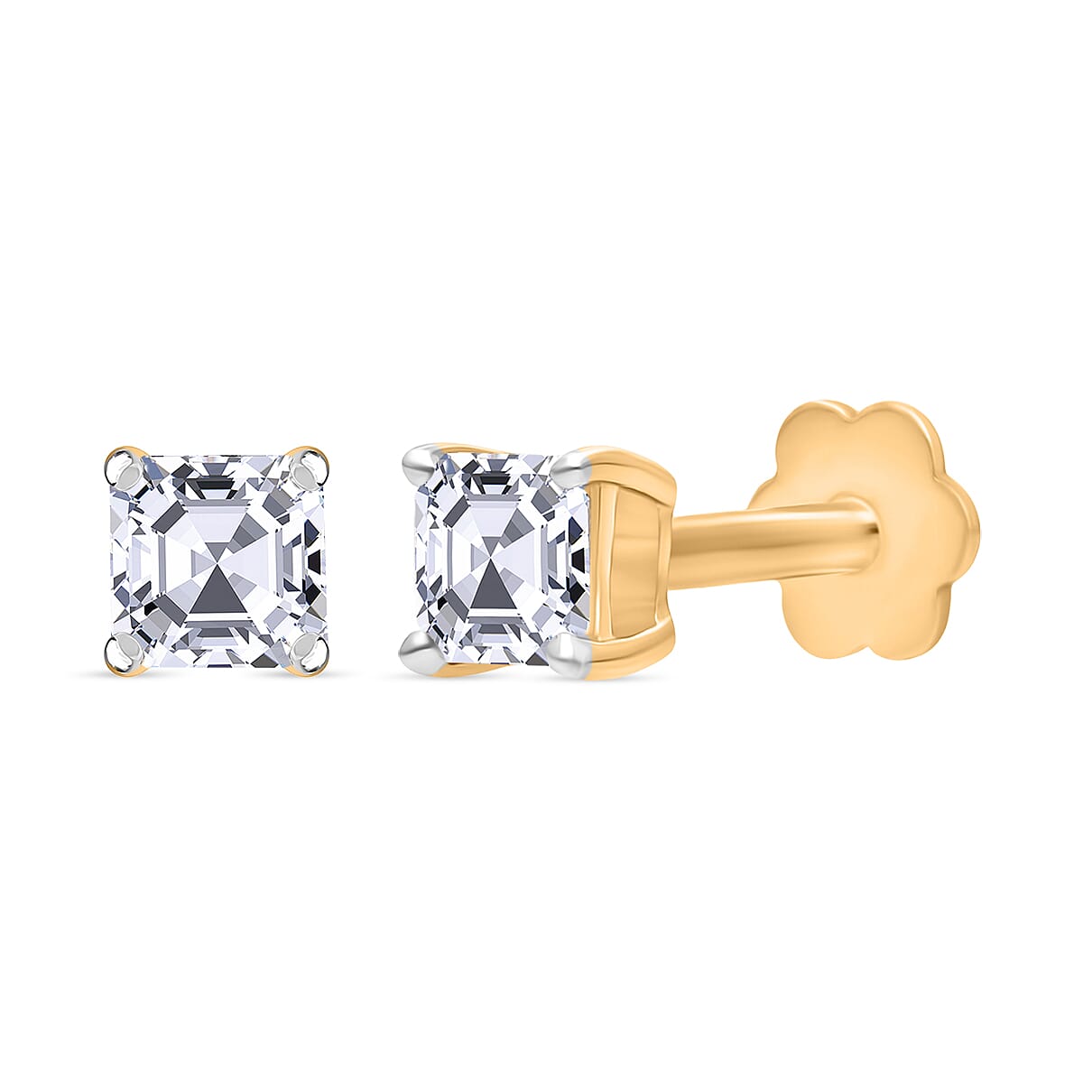 Rachel Galley Lab Grown Diamond (E-F, VS) Solitaire Stud Earrings in Rhodium Over Sterling Silver 0.50 ctw