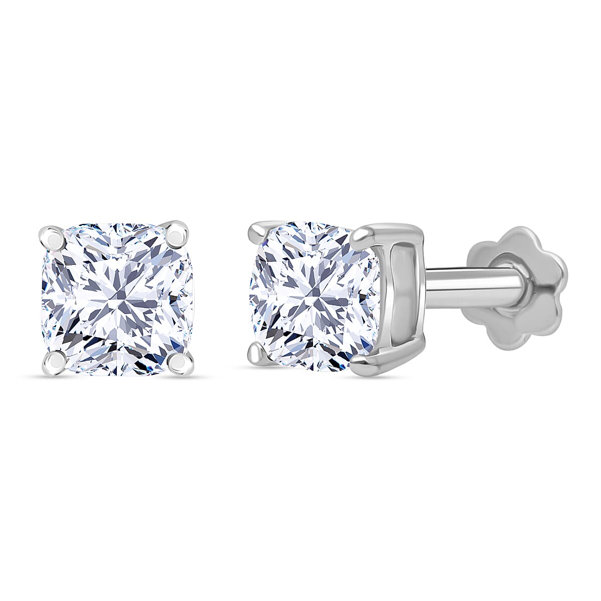 Rachel Galley Lab Grown Diamond (E-F, VS) Solitaire Stud Earrings in Rhodium Over Sterling Silver 0.50 ctw
