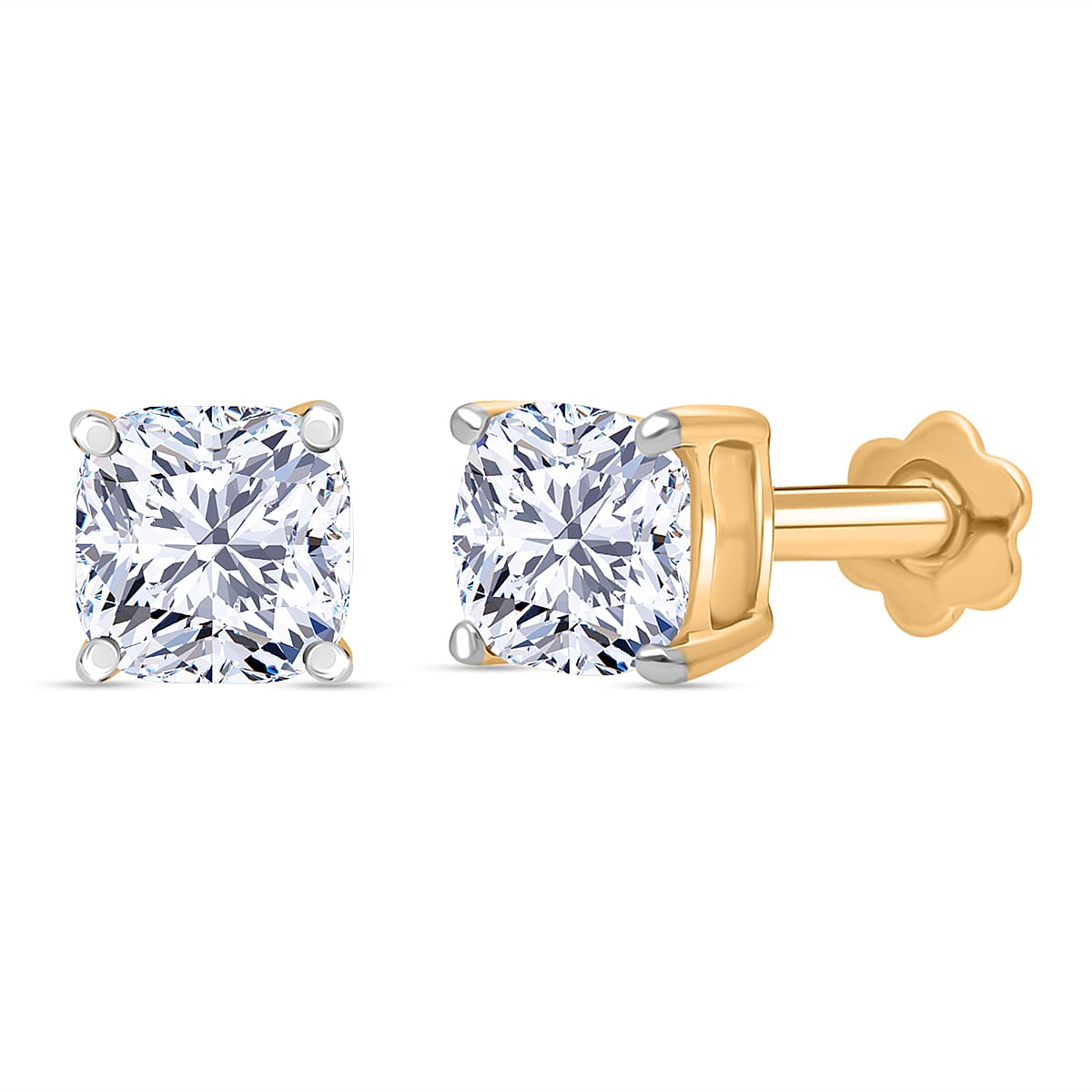Rachel Galley Lab Grown Diamond (E-F, VS) Solitaire Stud Earrings in Rhodium Over Sterling Silver 0.50 ctw