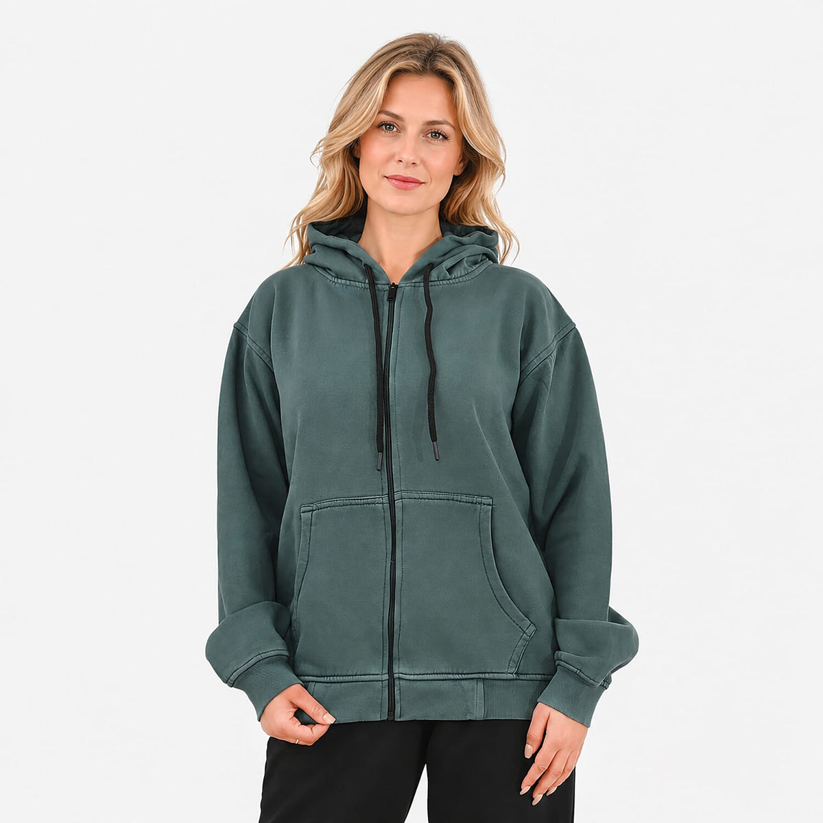 Purple Stone Washed Jacket with Pockets and Zipper - M