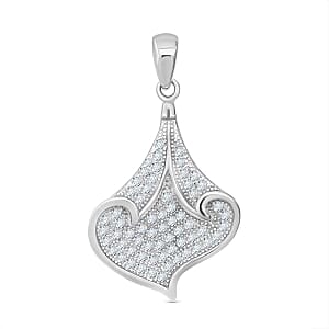 Simulated Diamond Pendant in Rhodium Over Sterling Silver