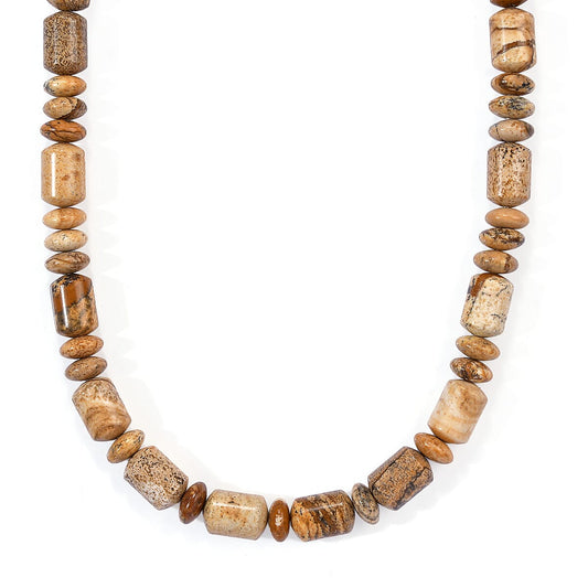 Picture Jasper Necklace (18 Inches) in Stainless Steel 250.00 ctw