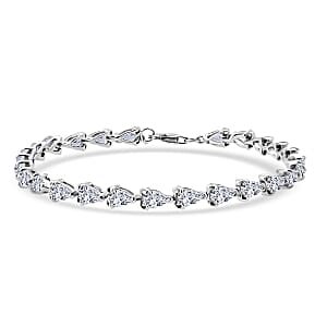 Simulated Diamond Bracelet in Rhodium Over Sterling Silver (Size 7) 11.70 ctw