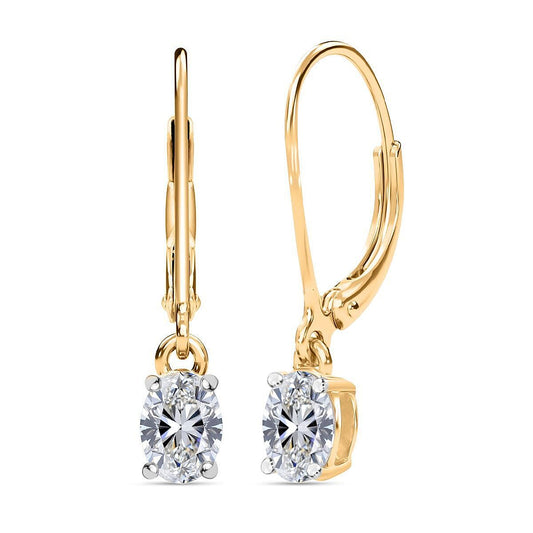 Lab Grown Diamond (G-H, SI) Earrings in 18K Vermeil YG Over Sterling Silver 1.00 ctw