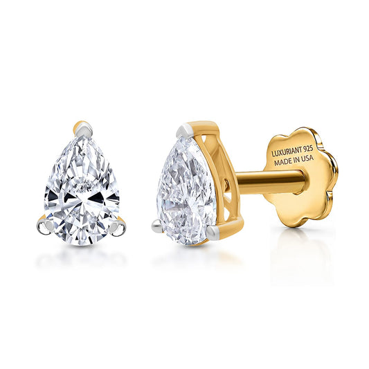 Rachel Galley Lab Grown Diamond (E-F, VS) Solitaire Stud Earrings in Rhodium Over Sterling Silver 0.50 ctw