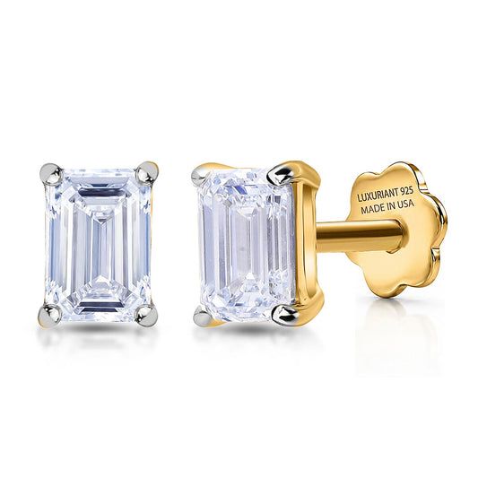 Rachel Galley Lab Grown Diamond (E-F, VS) Solitaire Stud Earrings in Rhodium Over Sterling Silver 0.50 ctw