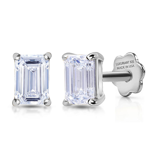 Rachel Galley Lab Grown Diamond (E-F, VS) Solitaire Stud Earrings in Rhodium Over Sterling Silver 0.50 ctw