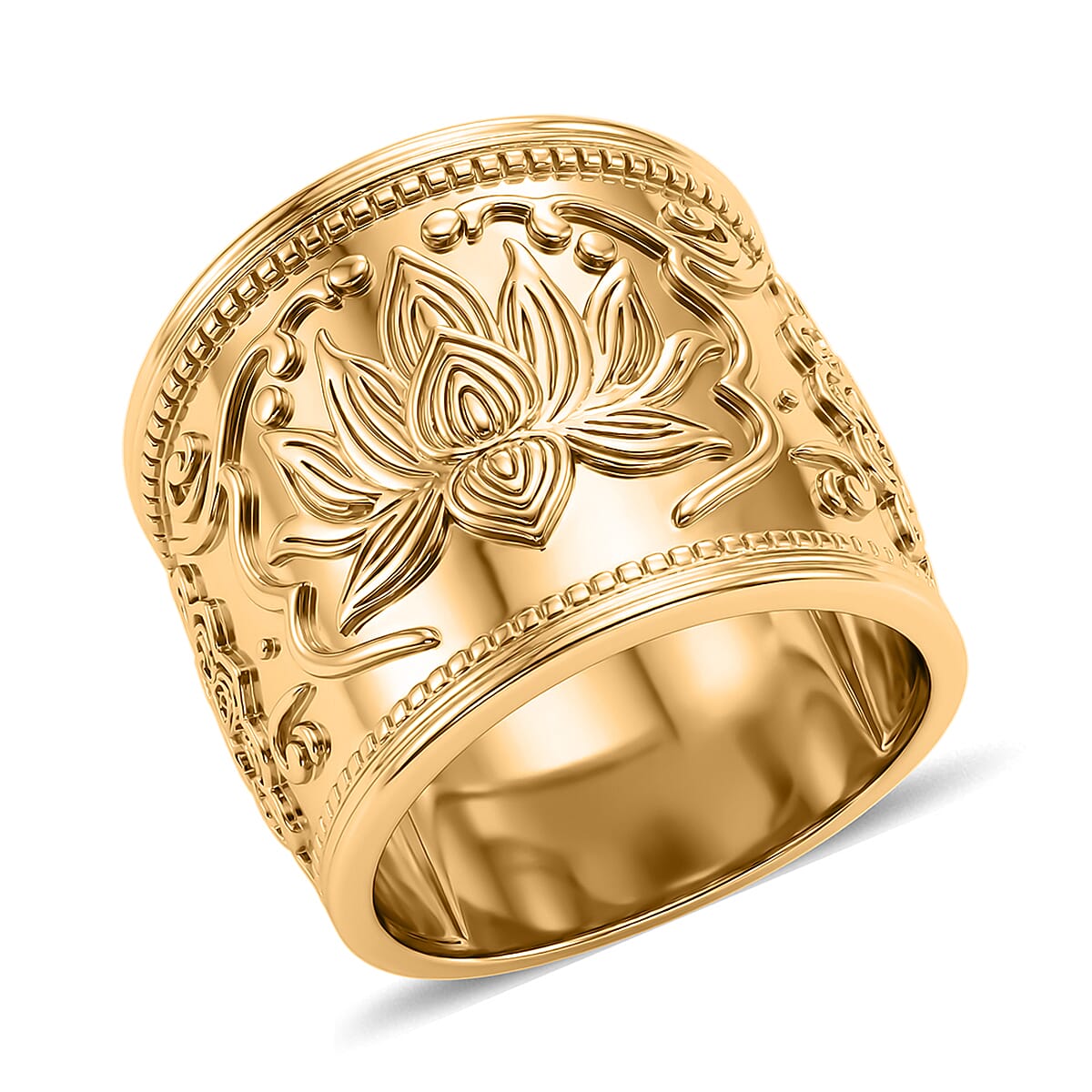 EverTrue Bronzella Collection Rose Flower Band Ring in 18K YG Plated Bronze (Size 10.0)