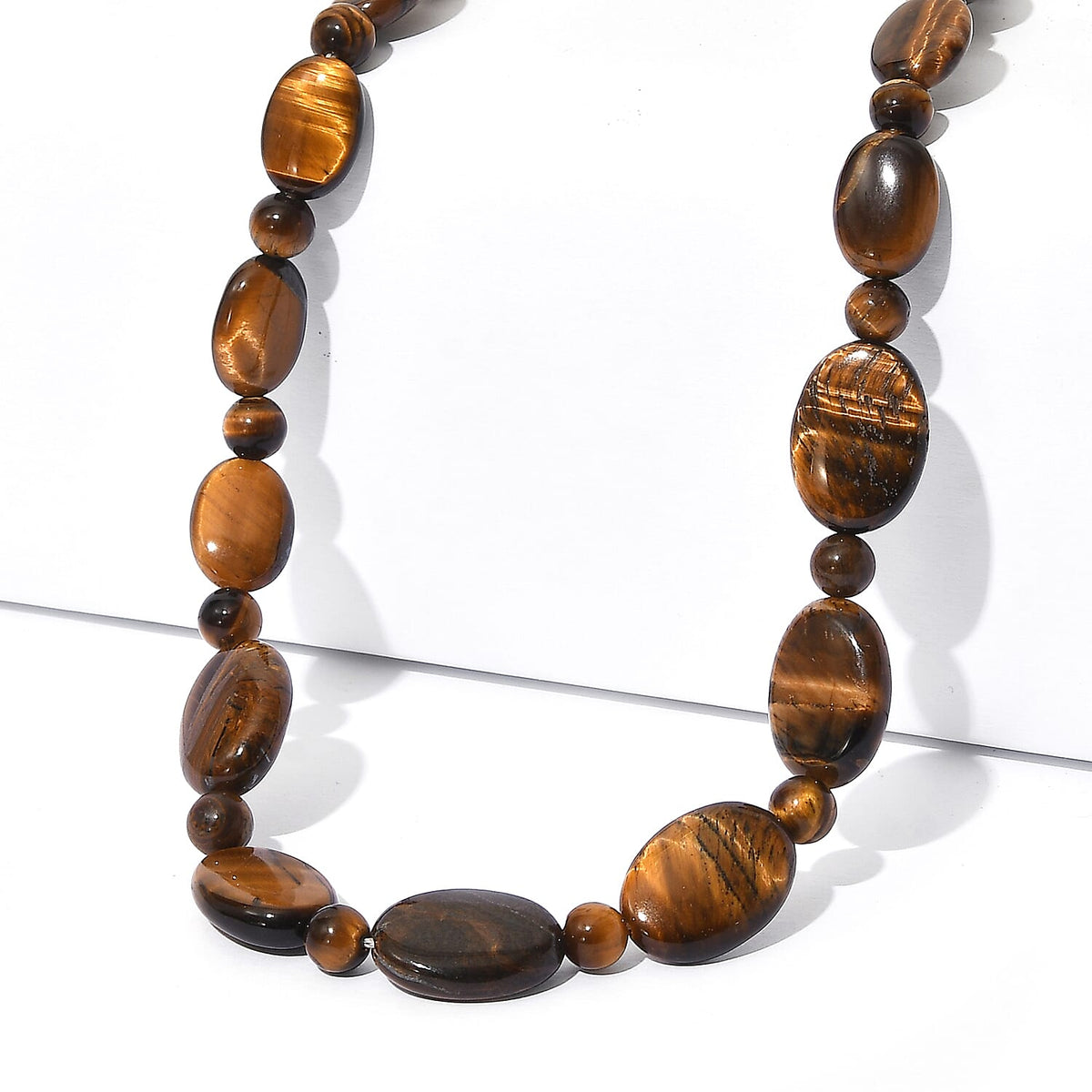 EverTrue Tigers Eye Necklace (18 Inches) in Platinum Bond 210.00 ctw