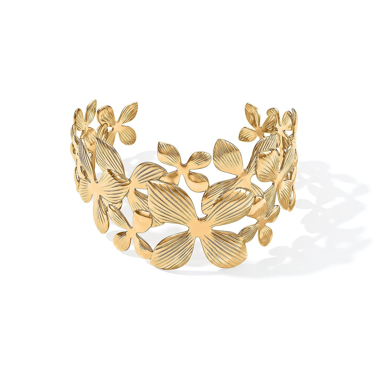 Butterfly Bangle Bracelet in ION Plated YG Stainless Steel (6-7In)