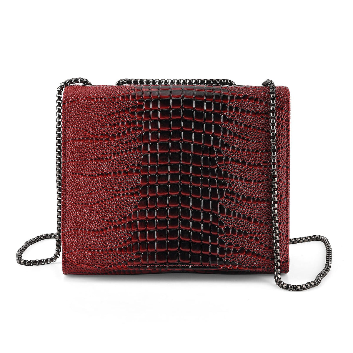 La Marey Black Crocodile Pattern Faux Leather Crossbody Bag (7.87"x5.91"x2.76")