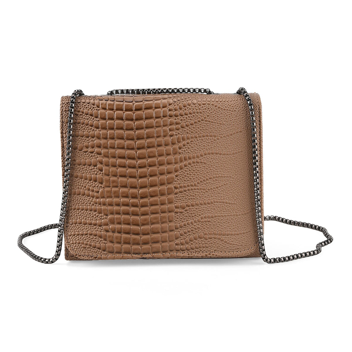 La Marey Black Crocodile Pattern Faux Leather Crossbody Bag (7.87"x5.91"x2.76")