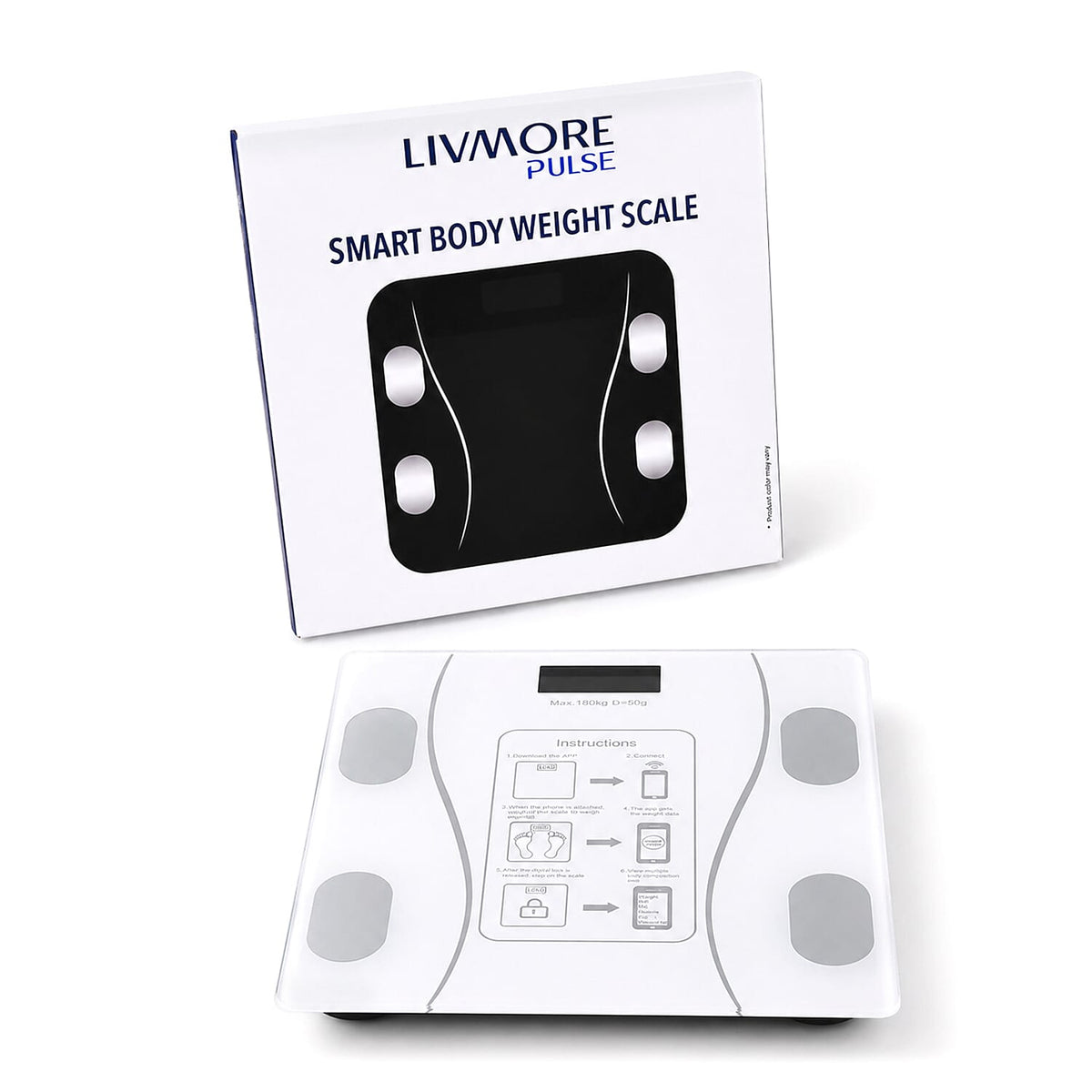 Livmore Black XK-26C Smart Bluetooth Body Weighing Scale with App (2xAAA Battery Not Included)