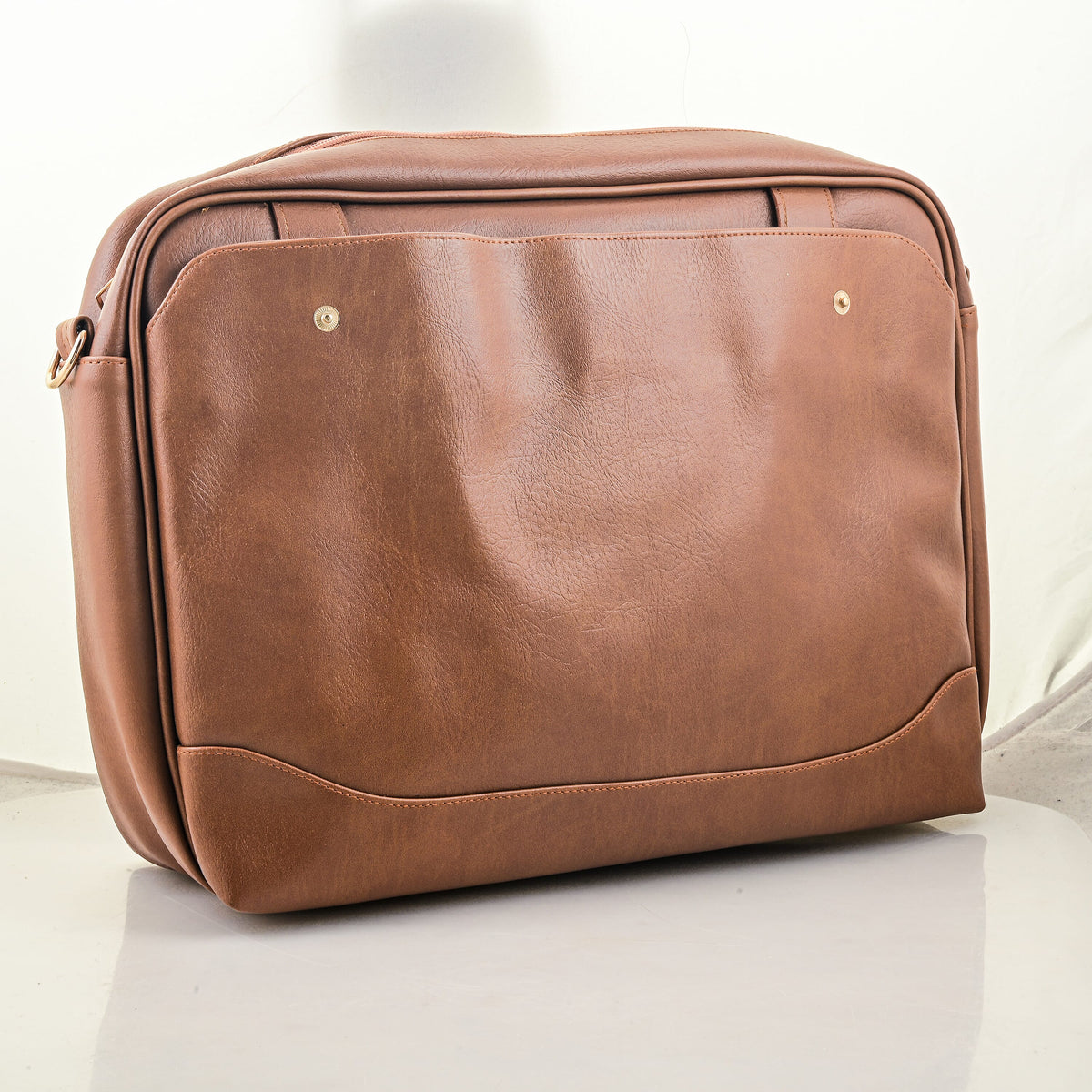Passage Cognac Faux Leather Soft Briefcase Bag